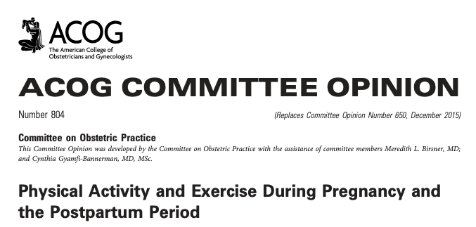 ACOG opinion on exercise and pregnancy