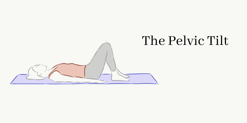 A woman performing the pelvic tilt